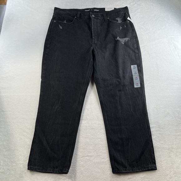 Old Navy Size 14 Jeans High Rise Slouchy Straight Cropped Distressed Women's - Picture 3 of 16